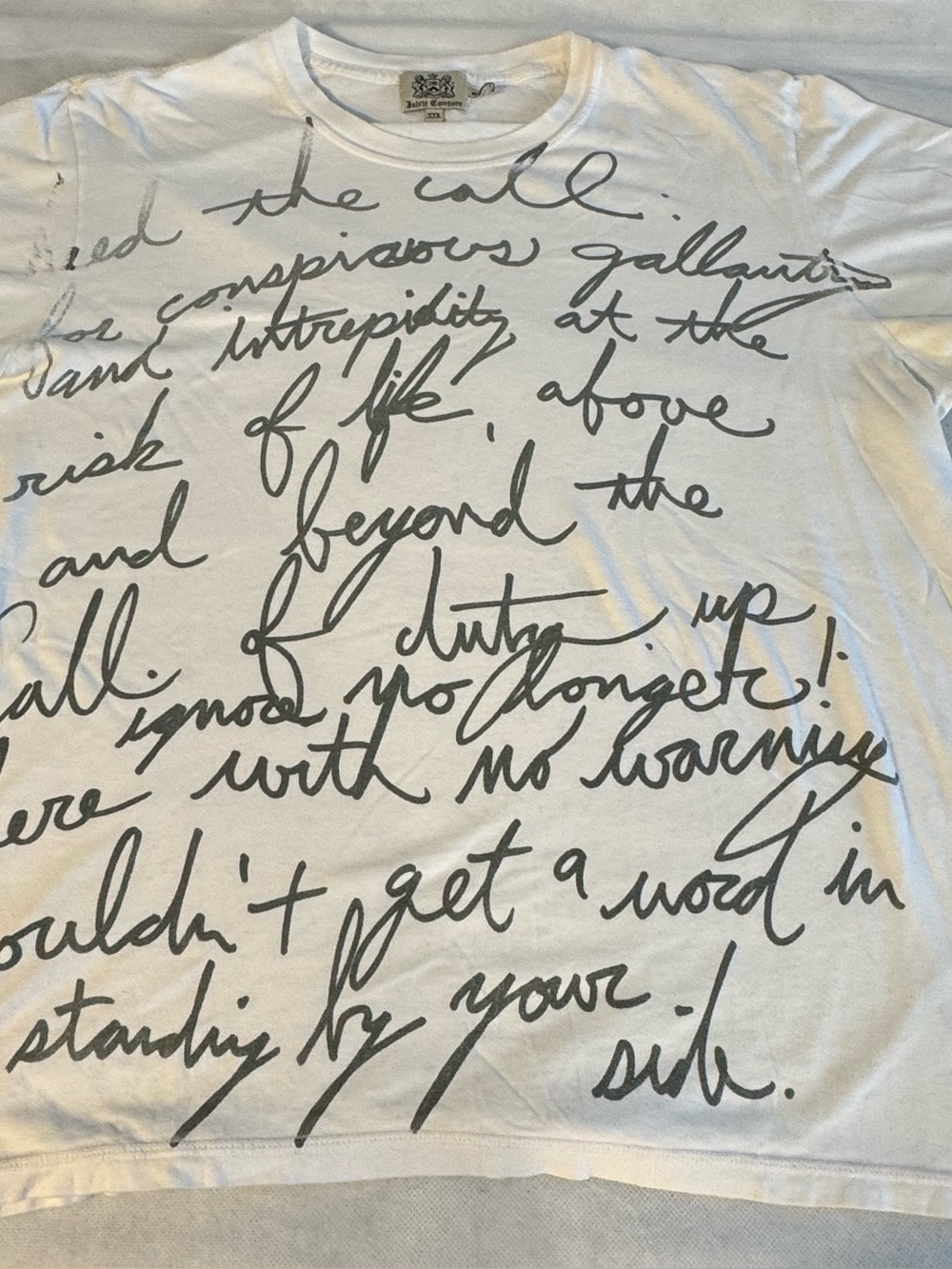 Juicy Couture White Graphic Script Tee XXL Y2K Oversized Streetwear